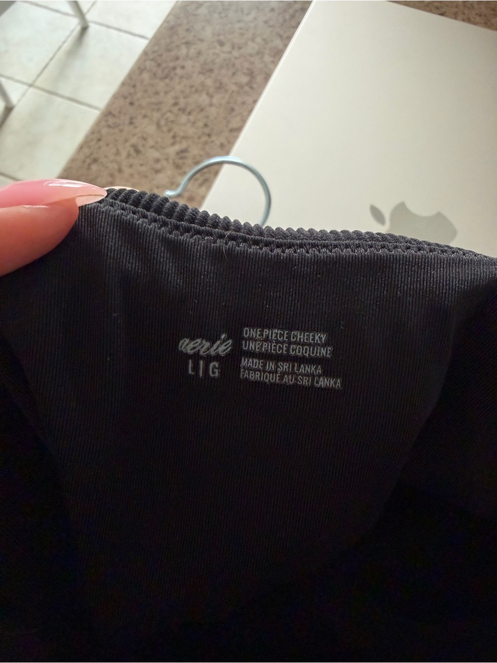 Aerie Black Ribbed Cutout One-Piece Swimsuit | Knotted Detail | Size Large - Picture 6 of 6